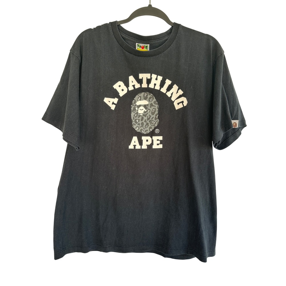 A Bathing Ape Bape Leopard Color Camo Ape Head College Logo Graphic T-Shirt XL